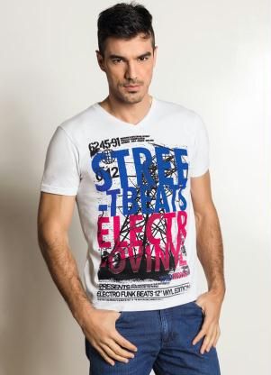 Camiseta Decote V Masculina Branca